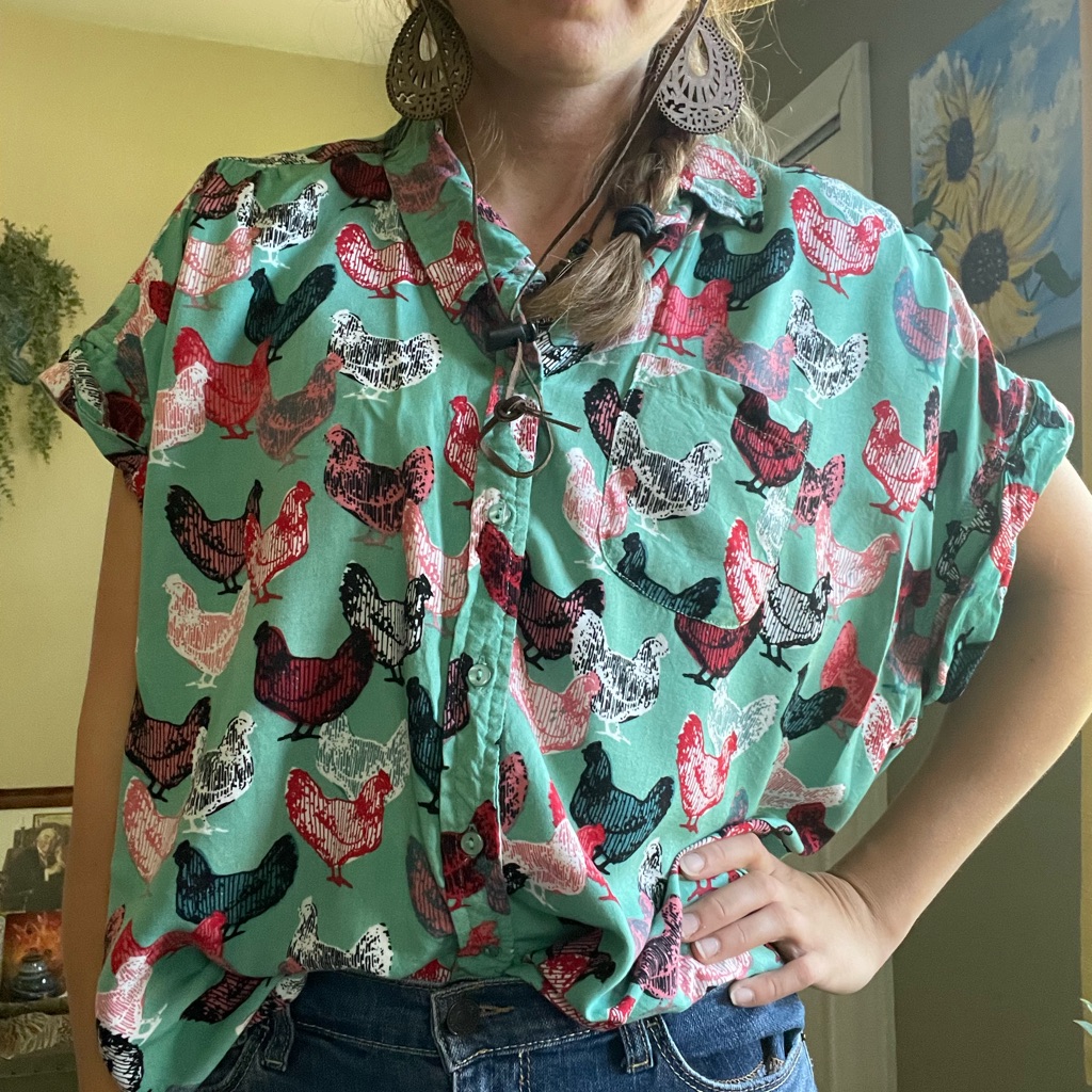 Chicken Pattern Button Down